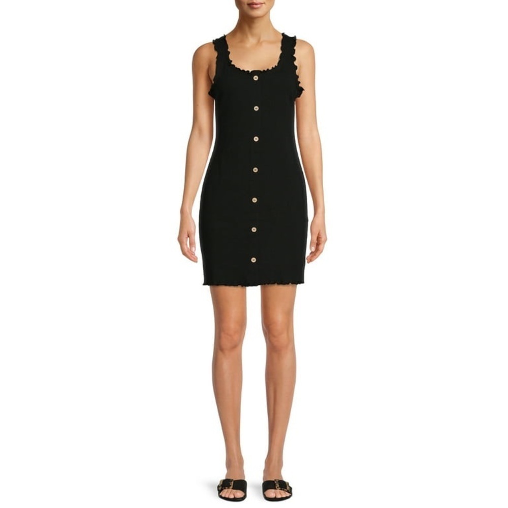 No Boundaries Button-Front Bodycon Tank Dress